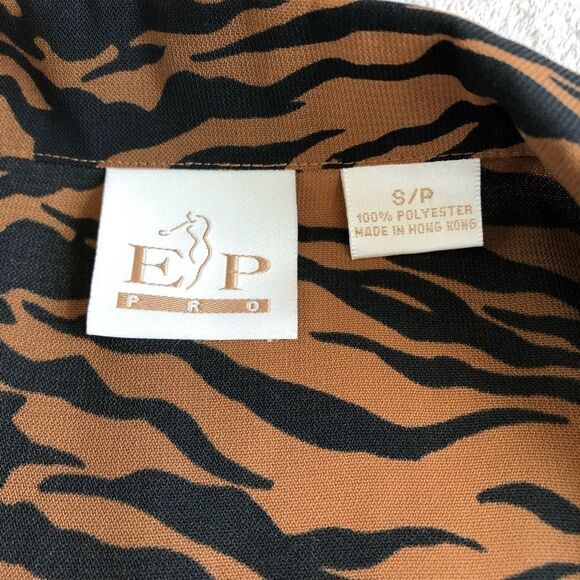 NWOT EP Pro Sleeveless Tiger Print Collared Golf Blouse - Picture 9 of 14